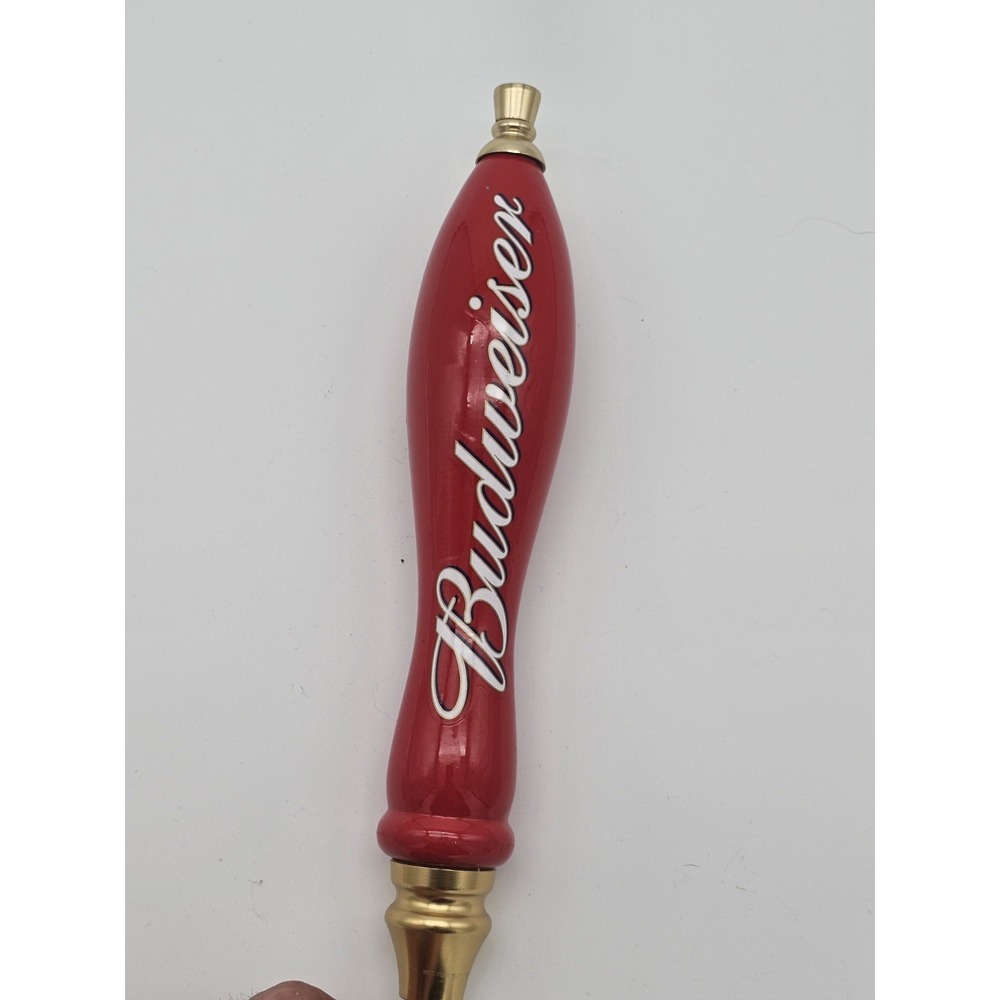 Vintage 2001 Budweiser Red & Gold Wooden Beer Tap Handle